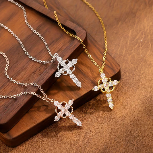 Crowned in Faith Cross Necklace